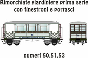 AFBO TBO Figurino Rimorchiata Giardiniera 51 con finestroni e portasci