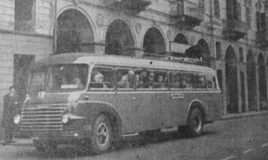 ATA FIAT 680 RN 108 Prima corsa sostitutiva del Tram di Oropa Domenica 30 Marzo 1958 Biella Piazza V. Veneto ore 6.22