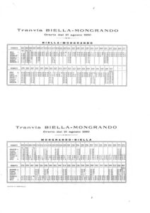 TBO Tramvia Biella-Mongrando Orario dal 21.08.1950