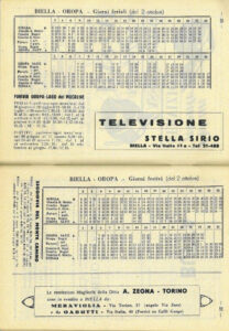 TBO Tramvia Biella-Oropa Orario dal 02.10.1955