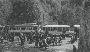 TBO Tramvia Biella-Oropa Convoglio appena arrivato ad Oropa Santuario