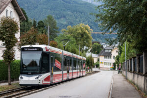 Traunseebahn Gmunden-Vorchdorf Vossloh Tramlink 129 gmunden am 25.08.2018